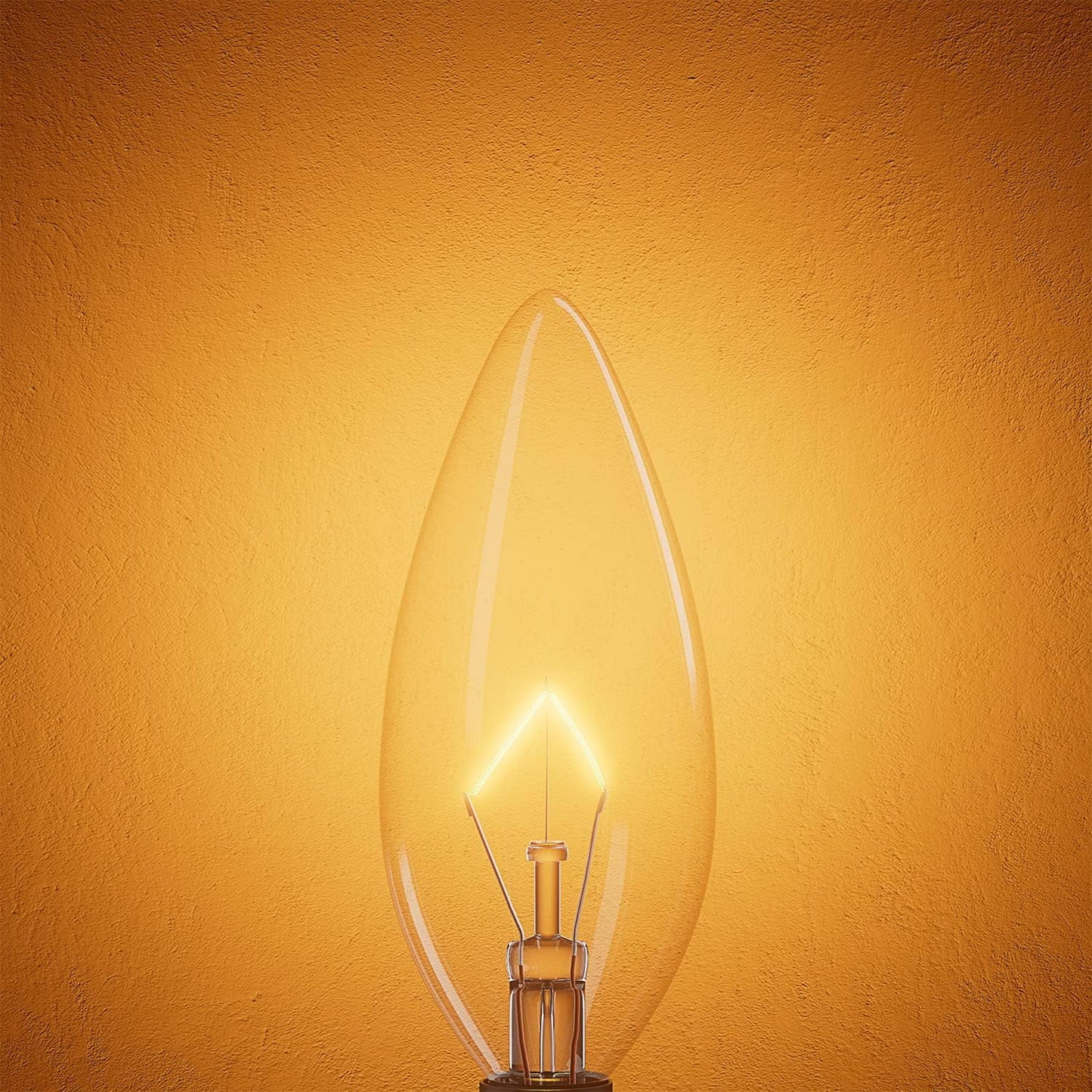 12- pack e12 candle light bulbs,40w candelabra light bulbs, b10 clear candle base bulb with warm white 2700k, 380 lumen dimmable, for pendants or outdoor, ceiling fan, fireplace