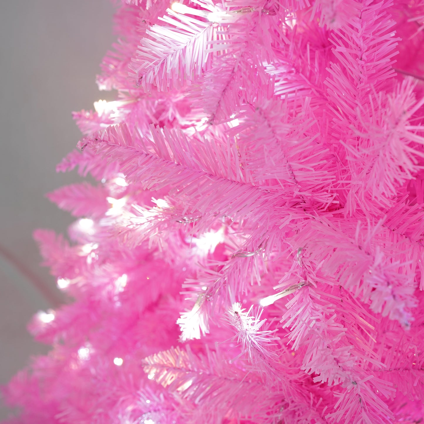 7.5ft artificial prelit pink christmas tree, qunler full xmas pine tree with 1300 branch tips 400 cold warm light for holiday indoor outdoor decoration