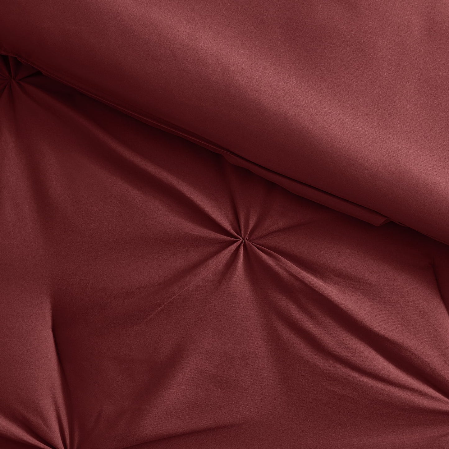 bourina comforter set, 3-piece, queen, pleated wrinkle-resistant microfiber bedding, burgundy, all-season