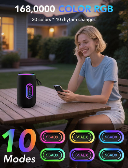 Portable Bluetooth Speaker, IPX7 Waterproof Wireless Speaker, 30W Loud Stereo Sound, 30H Playtime, 10 Colorful RGB Lights, TWS Pairing, Bluetooth 5.4 for Outdoor/Home/Party, Gift Ideas