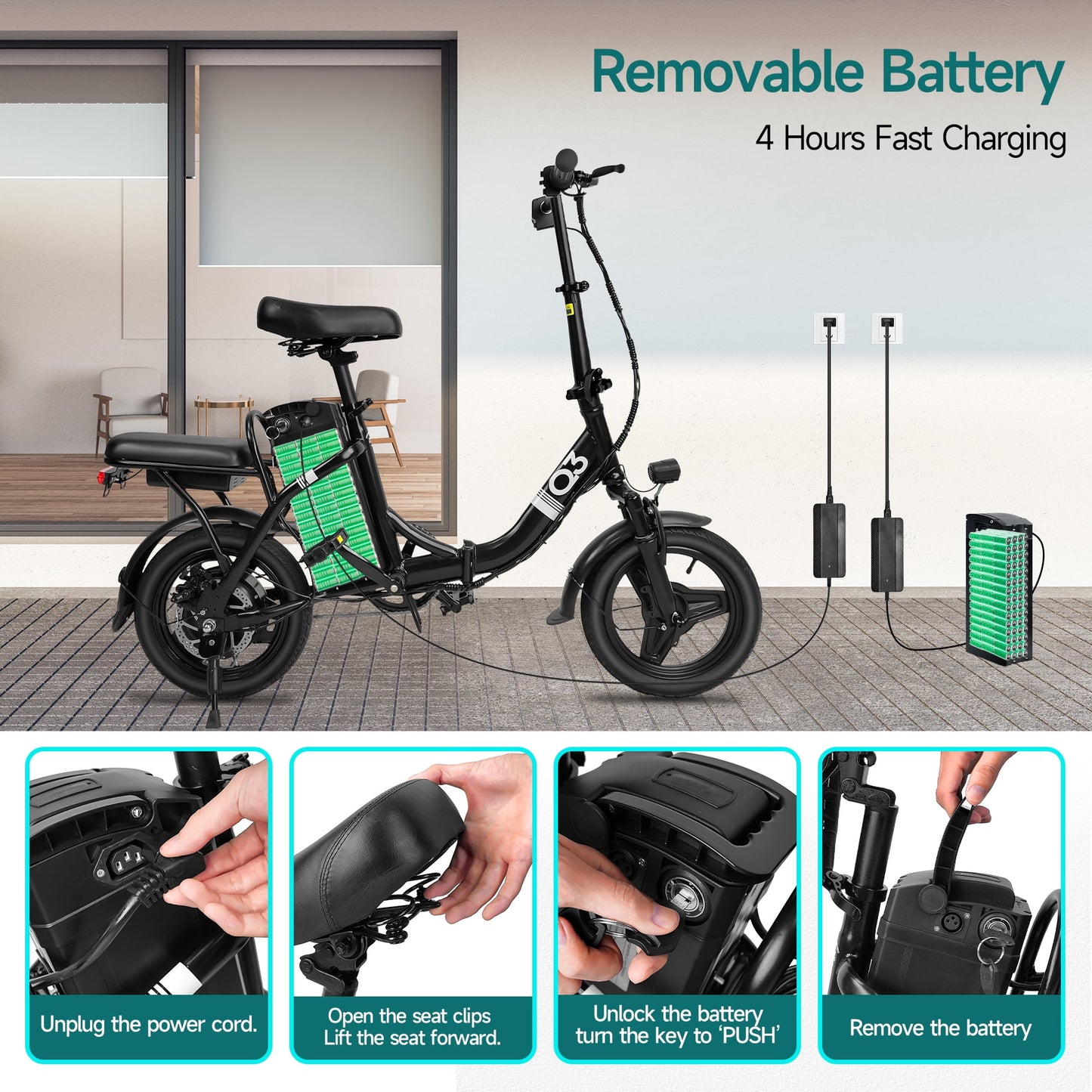 goku folding electric bike,14" electric bike for adults,electric bicycles with 48v 12ah removable battery,25+ miles,500w peak motor,e-bike for commuting,short trips,ul2849 certification (q3)