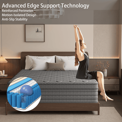 Fvbeaya 12 inch Twin Mattress,Gel Memory Foam with Individually Wrapped Pocket Coils, Medium Firm, Pressure Relief, Strong Edge Support,Cooling Breathable Sleep Support for Adult