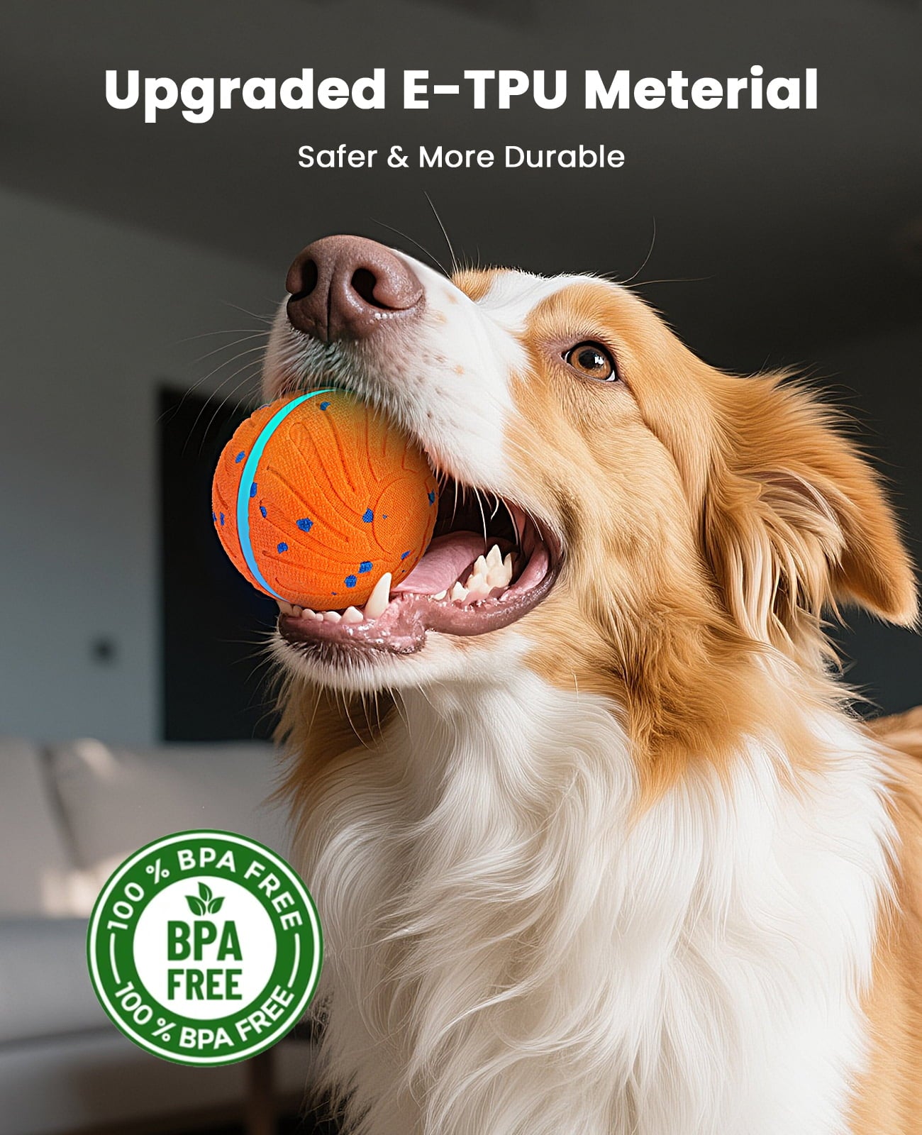 xeuch smart interactive dog balls, automatic moving ball for medium and large dogs, e-tpu new material, motion activated rolling & rotating bouncy toy for dog enrichment & stimulation, orange