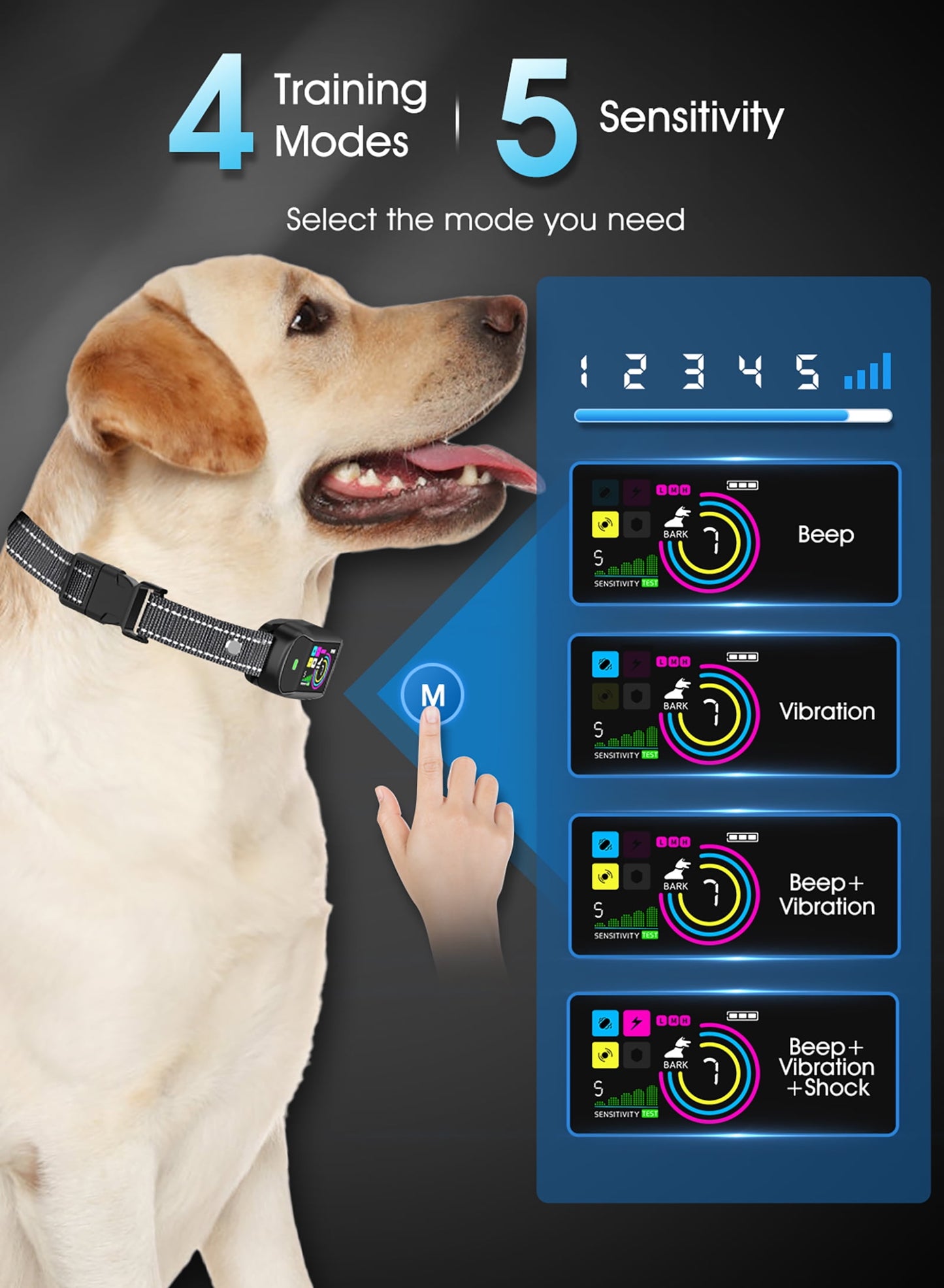 2025 new high quality smart dog bark collar – 4 training modes, ai-powered bark detection, waterproof & humane design for all dogs (8-120+ lbs),ultra-long battery life(2pcs)