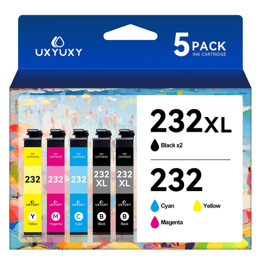 232XL Ink Cartridges for Epson 232XL 232 Ink Cartridge for Epson Workforce WF-2930 WF-2950 Expression Home XP-4200 XP-4205 Printer (2Black, Cyan, Magenta, Yellow,5 Pack)