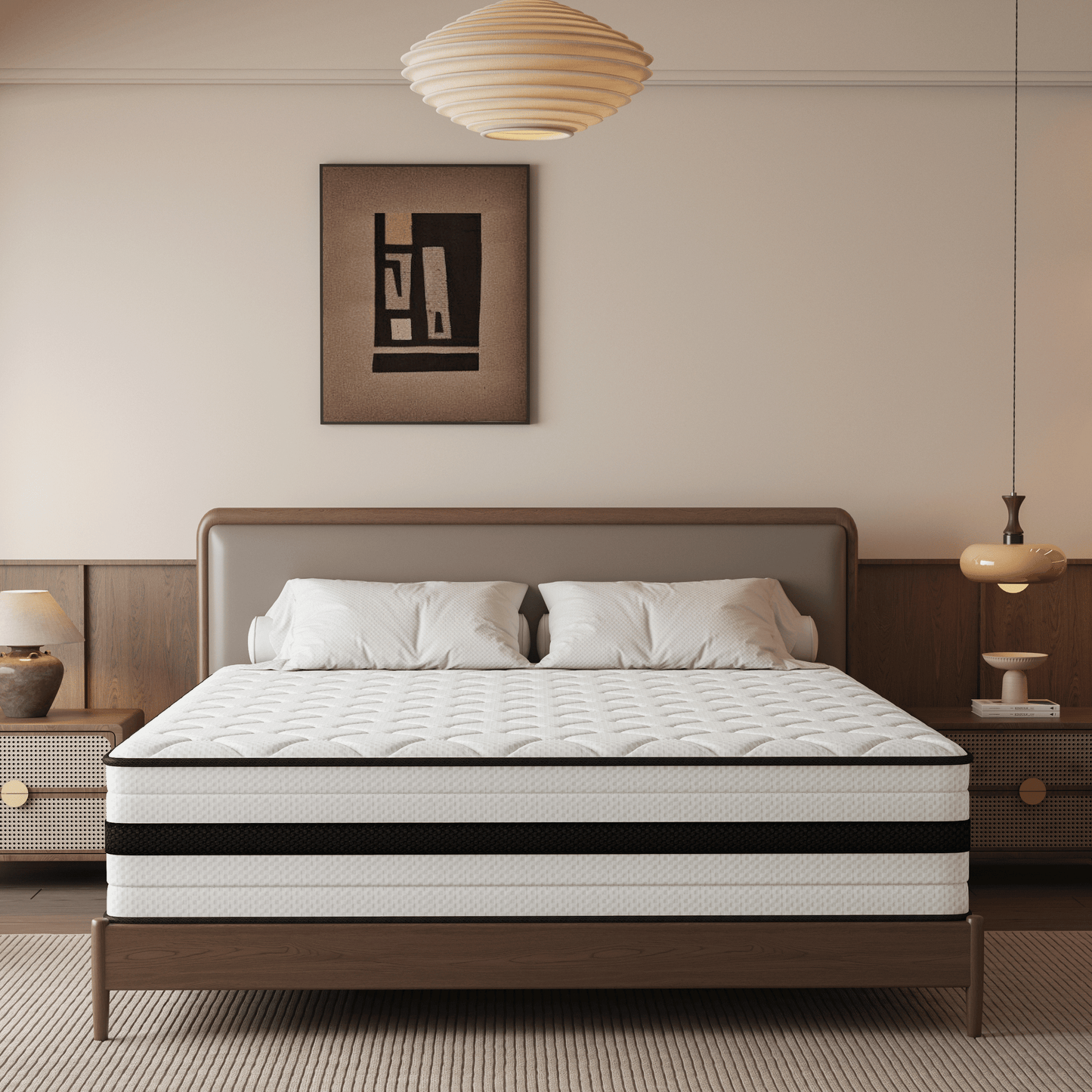 seeuo queen mattress,12 inch hybrid mattress in a box with memory foam & individual pocket spring for edge support,pressure relief,medium firm,certipur-us