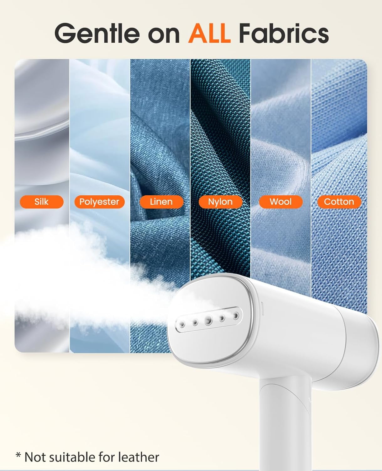 handheld steamer for clothes, 1200w foldable travel steamer, 20 sec preheat garments wrinkle remover, 120v portable hand iron with 150ml water tank, clothes steamer for home travel-white