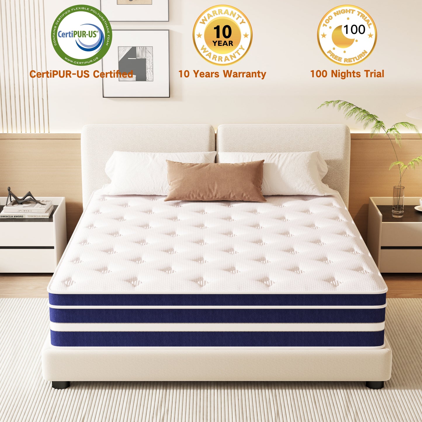 guukin 14 inch king mattress, memory foam & spring hybrid medium comfort king size in a box,adult