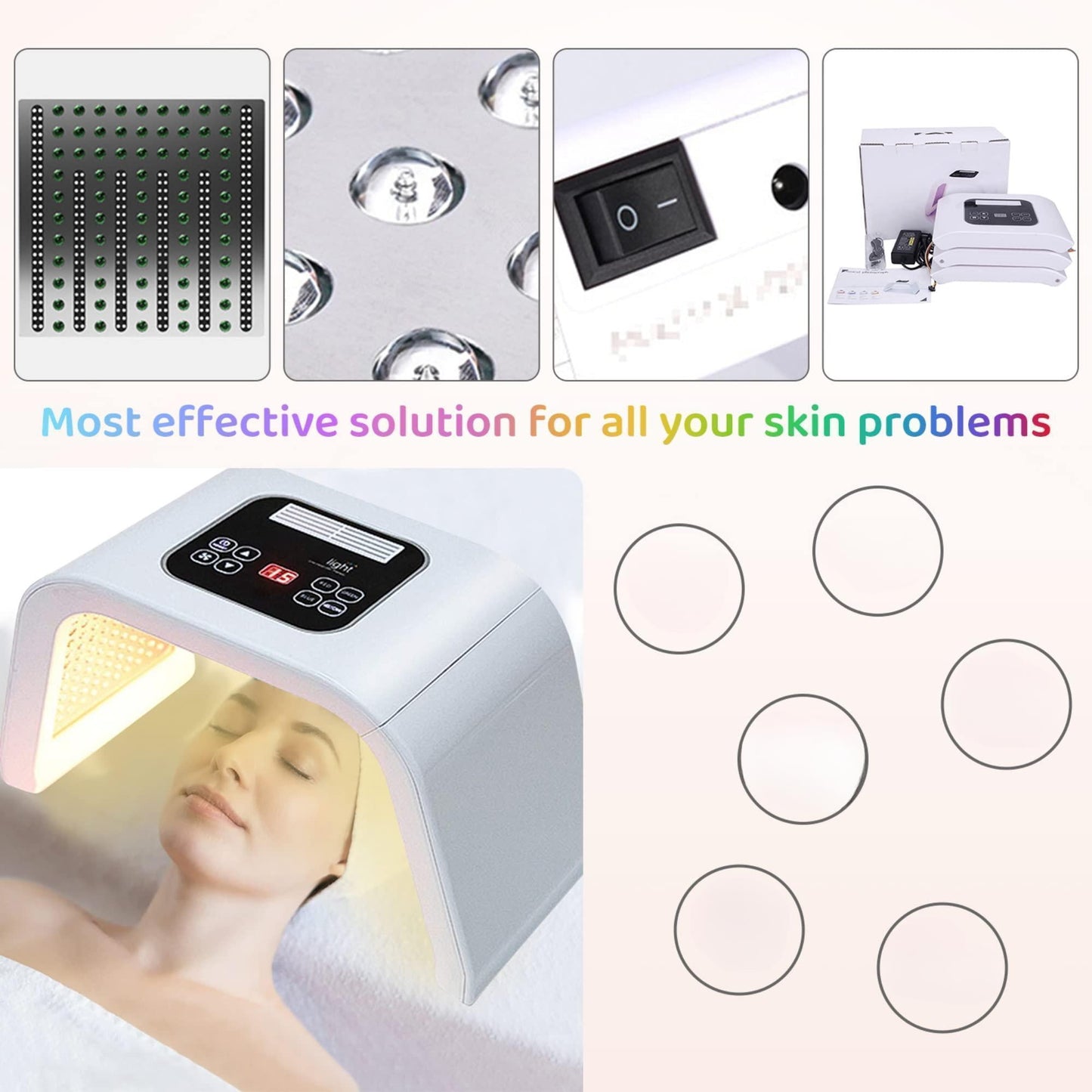 beautifyease red light therapy for face, 7 in 1 colors led face mask skin care tool