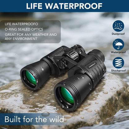 VAMOUT 20X50 Binoculars for Adults, HD High Powered Binoculars, Compact Waterproof Binoculars with Low Light Vision for Bird Watching Hunting Camping Travel Stargazing Cruise with Carrying Bag