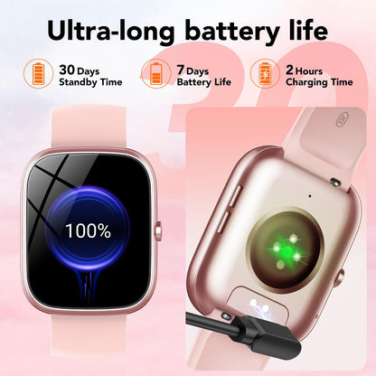 Smart Watches Fits for Women Smartwatch for Android Phones/iPhone Compatible Fitness Tracker with 100+ Sports Modes 1.91" Womens Watch with Calls and Messages Female Cycle for Gift