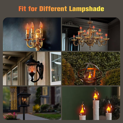 Flame Light Bulbs, E26 Flickering Fire Light Bulbs Flame Candle for Halloween Christmas Party Patio Porch Home Indoor & Outdoor Decorations - 6 Pack