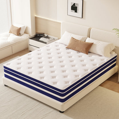 GUUKIN 14 inch Full Mattress, Memory Foam & Spring Hybrid Medium Comfort Full Size in a Box,Adult