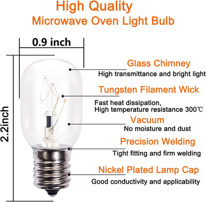 Appliance Light 40 Watt Bulb,High Temp Resistance Microwave Oven Bulb, E17 Indicator Intermediate Base T8 Tubular Light Bulbs,Dimmable (Pack of 6)