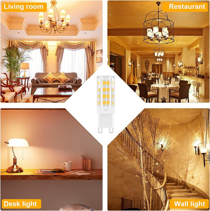 G9 Led Bulbs 5W Replace 40W 50W 60W Halogen Bulbs, 6000K Warm White, AC120V No Flicker Dimmable G9 T4 Led Bulbs for Pendant Ceiling Chandelier Wall Lighting, 6 Pack