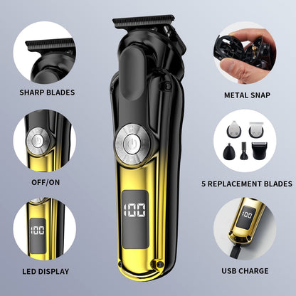 Juyafio New Upgrade 6-in-1 Beard Trimmer for Men,Hair Clippers Kit,Beard Trimmer for Men/Electric Razor,Body Hair Trimmer,Nose Hair Groomer,Cordless Precision Shave Kit,Waterproof USB Rechargeable