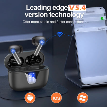Wireless Earbuds, 2025 Bluetooth Headphones, 65hrs Stereo Deep Bass Ear Buds with Power Display Charging Case, buit in Mic, IPX7 Waterproof Headset for iPhone Andriod Phones