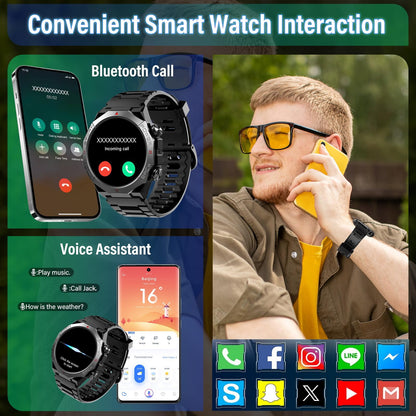 Smart Watch for Men Answer/Make Call for Android iPhone, 1.39" HD Screen Mens Watch 100+ Sports Modes, 400mAh Rugged Smartwatch Pedometer