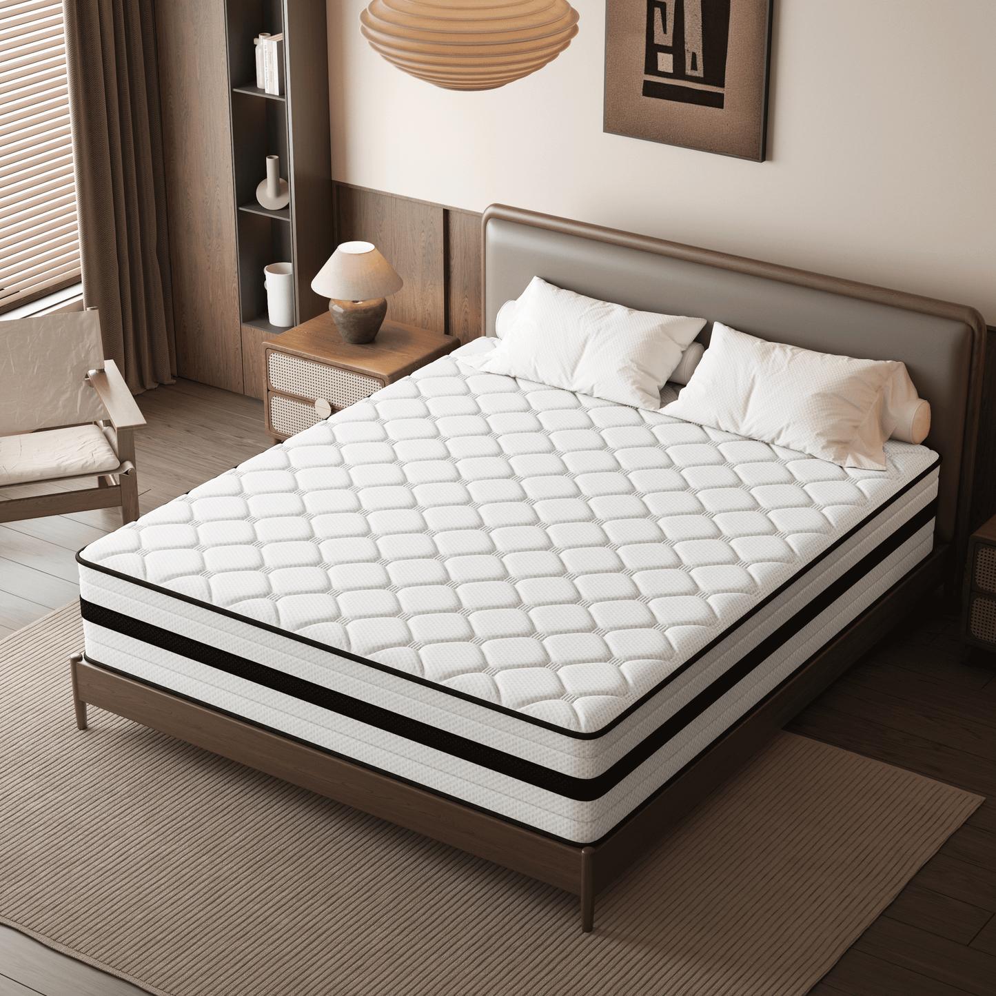 seeuo queen mattress,12 inch hybrid mattress in a box with memory foam & individual pocket spring for edge support,pressure relief,medium firm,certipur-us