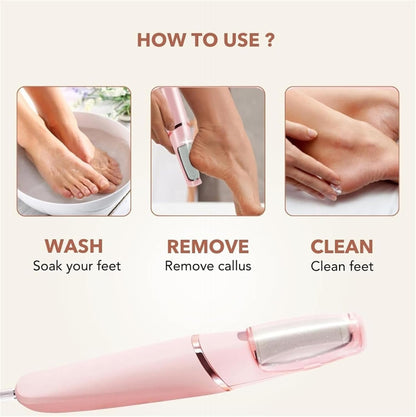 Electric Feet Callus Remover, Electric Foot File, Callus Remover, Portable Electronic Rechargeable Pedicure Kit Tools, for Dead, Hard Cracked Dry Skin (White 1PC)