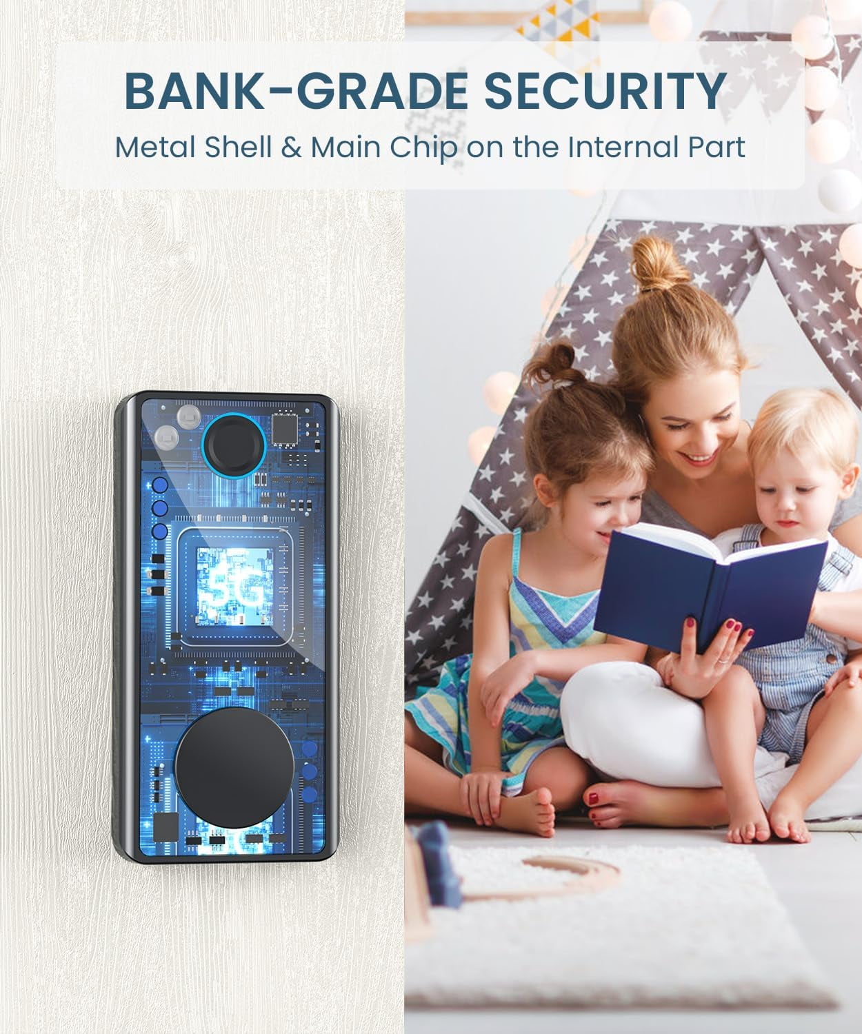 keyless entry door lock featuring keypad and fingerprint - high-quality smart locks for front door - electronic keypad smart deadbolt - biometric smart digital door lock with code