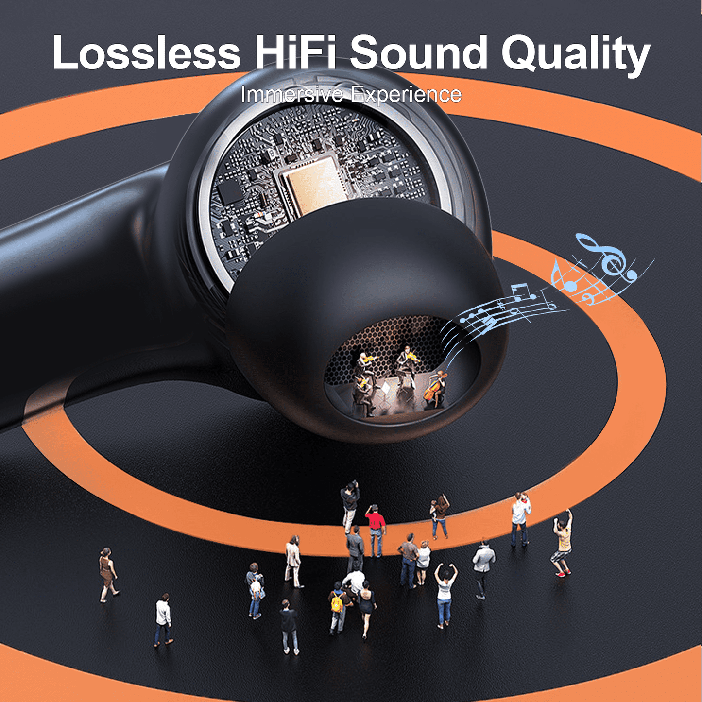 wireless earbuds, 2025 bluetooth headphones, 65hrs stereo deep bass ear buds with power display charging case, buit in mic, ipx7 waterproof headset for iphone andriod phones