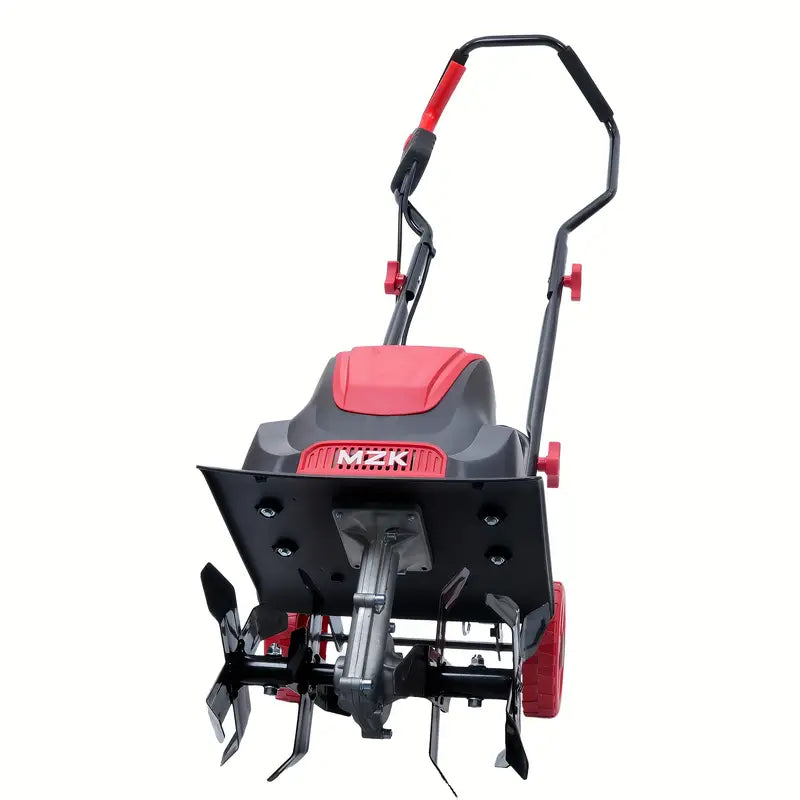mzk 12" electric tiller, 8" tilling depth with adjustable wheels, suitable for garden/lawn/yard