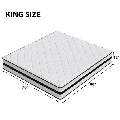 SEEUO King Size Mattress,12 inch Hybrid Mattress in a Box with Memory Foam & Individual Pocket Spring for Edge Support,Pressure Relief,Medium Firm,CertiPUR-US