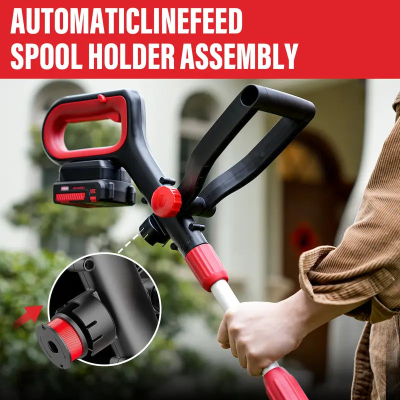 MZK 20V Cordless Grass Trimmer & Edger, 12-inch Cutting Diameter - Includes 8 Spools & 2x2AH Batteries for Lawn And Garden Maintenance