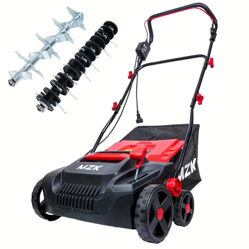 MZK 15" 2-in-1 Electric Dethatcher & Scarifier, 5-Position Height W/ 12-Gal Bag