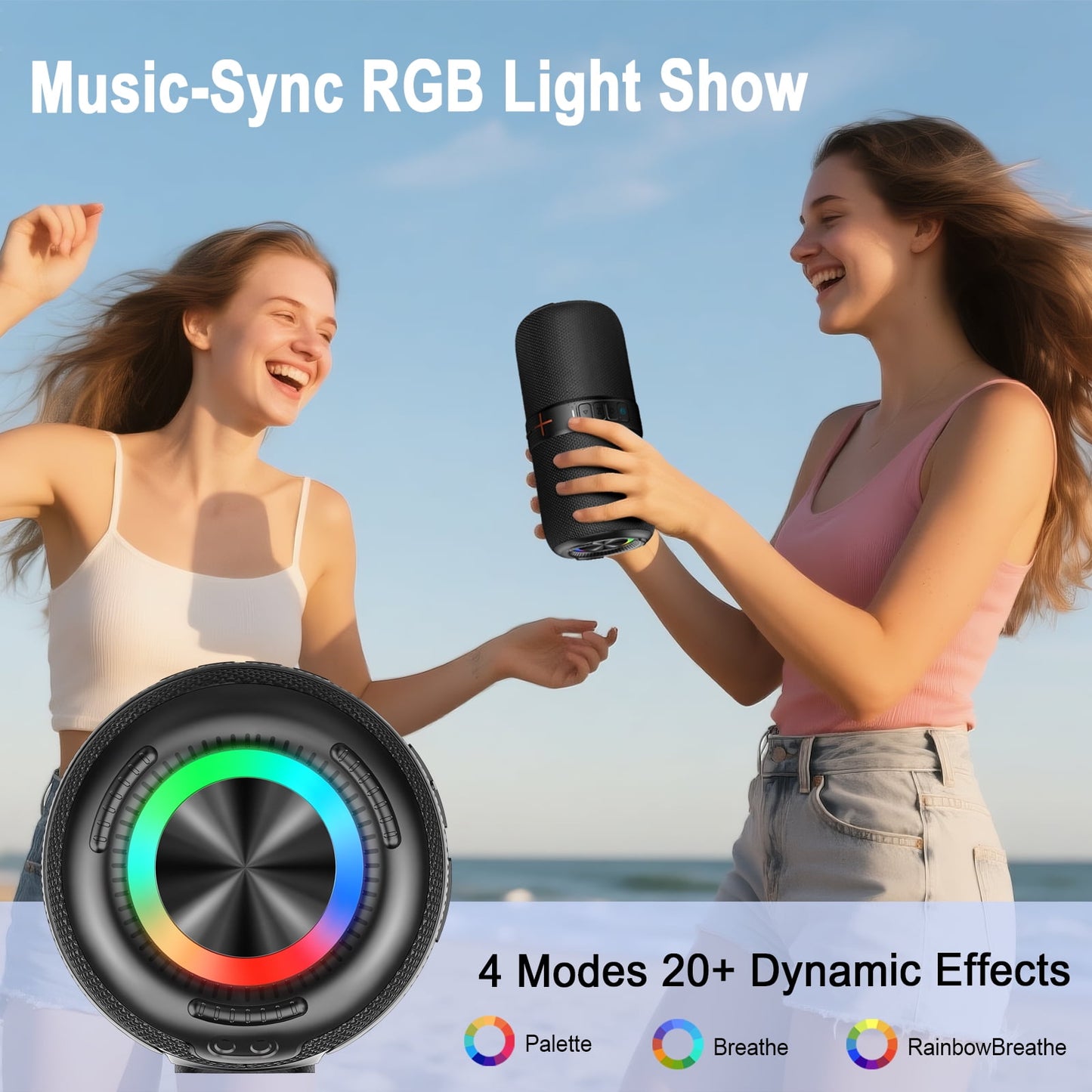 portable wireless bluetooth speaker with 36w bass loud stereo sound, 24h playtime, ipx7 waterproof, tws pairing, bt5.3, for outdoor/party/home, birthday gift