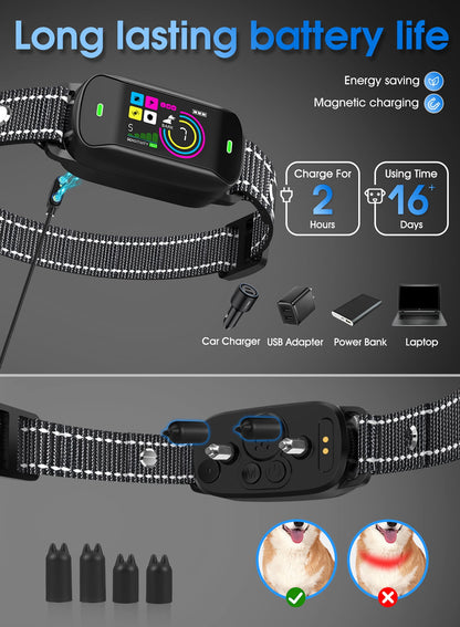2025 New High Quality Smart Dog Bark Collar – 4 Training Modes, AI-Powered Bark Detection, Waterproof & Humane Design for All Dogs (8-120+ lbs),Ultra-long Battery Life(2Pcs)
