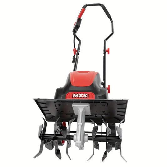 MZK 16-Inch 13.5-Amp Corded Electric Tiller/Cultivator, 8-inch Tillling Depth with Adjustable Wheels, Foldable Electric Rototiller for Garden Soil Digging