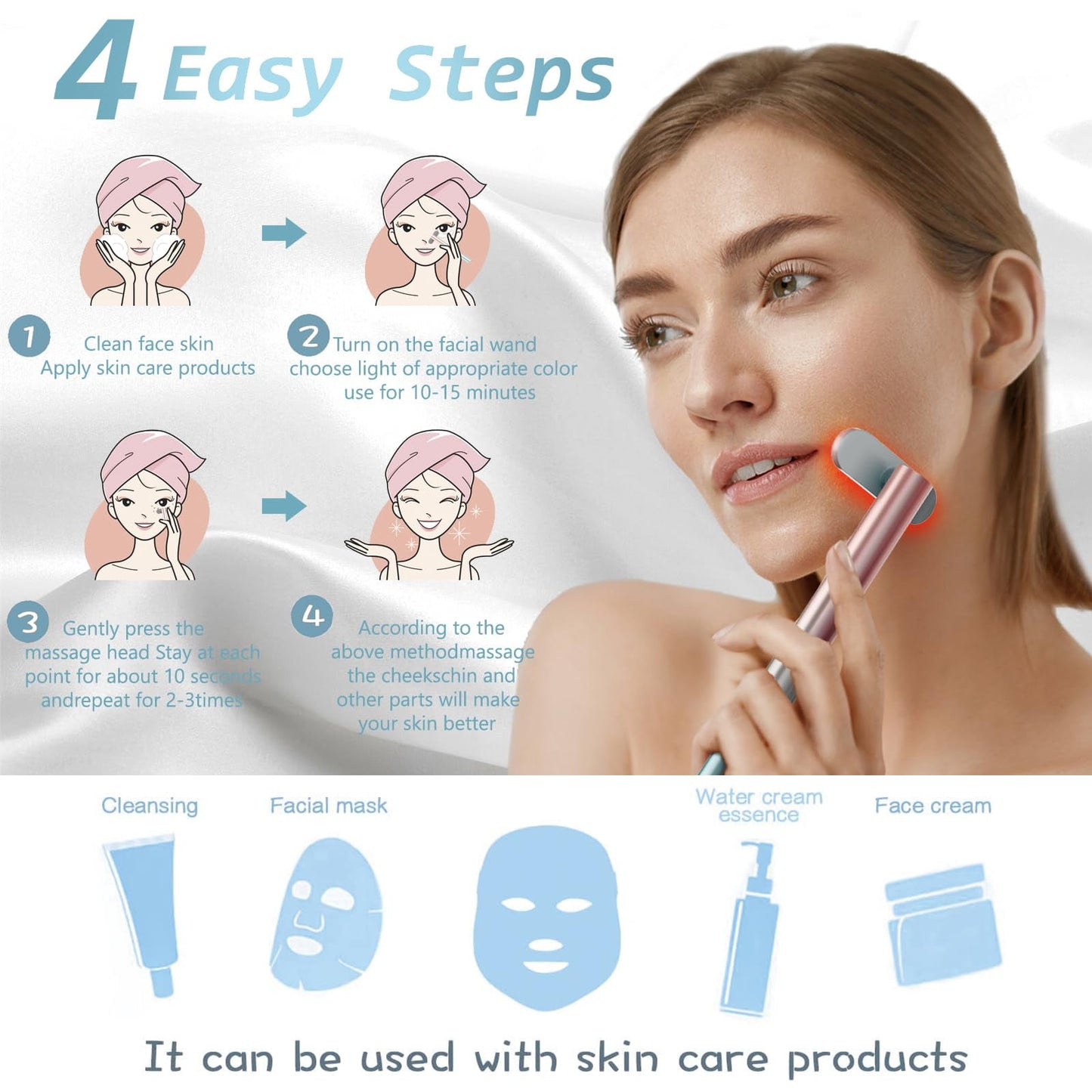 beautifyease face massager skin care tool - 1-piece with type-c charging cable