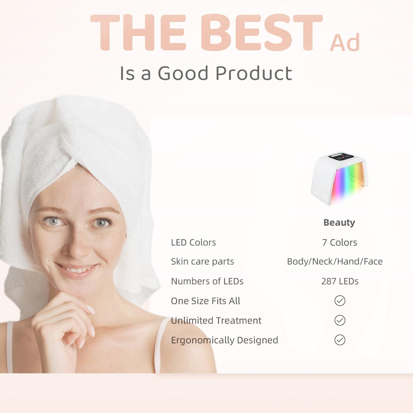 beautifyease red light therapy for face, 7 in 1 colors led face mask skin care tool