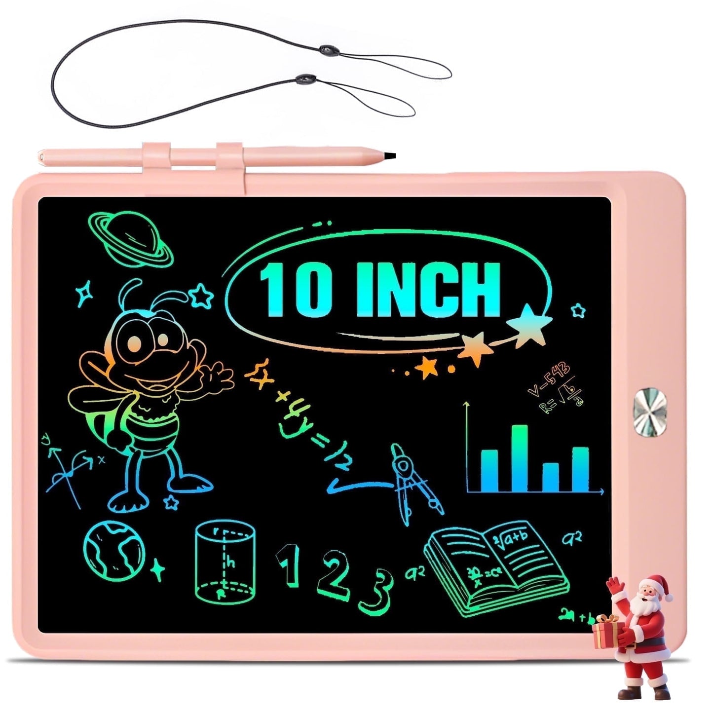 vamout lcd writing tablet, 10 inch colorful electronics drawing pads, erasable reusable toddler doodle board drawing tablet, educational and learning toys gift for over 3 years old kids (pink)