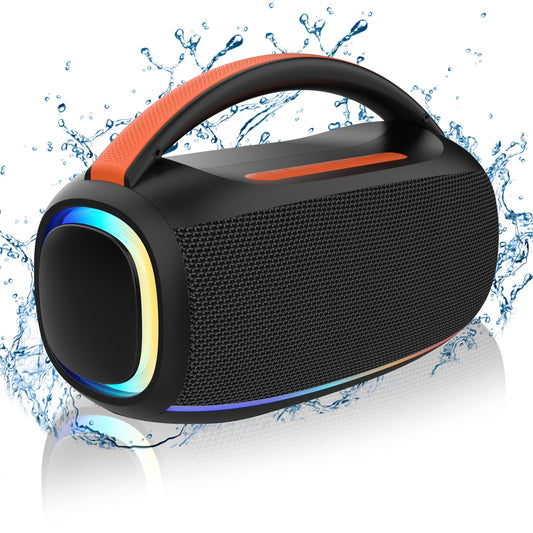 Bluetooth Speaker, Portable Wireless Speaker with RGB Lights, Deep Bass, Waterproof Outdoor Speaker Boombox for Pool Beach Party
