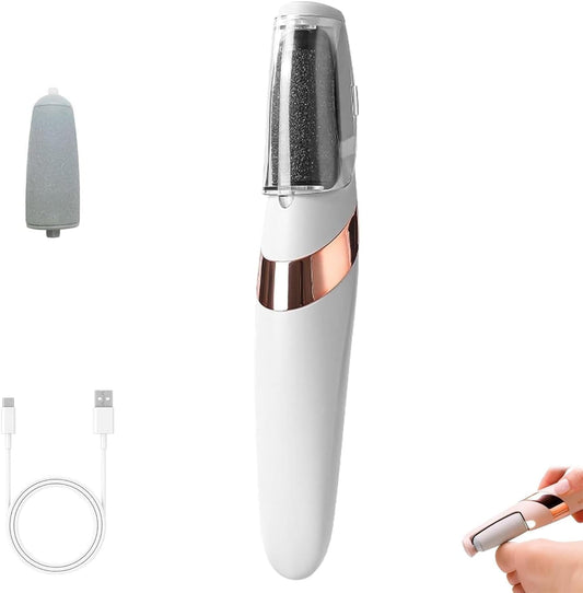 Electric Feet Callus Remover, Electric Foot File, Callus Remover, Portable Electronic Rechargeable Pedicure Kit Tools, for Dead, Hard Cracked Dry Skin (White 1PC)