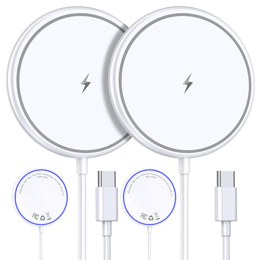 FAMOO Mag-Safe Charger Magnetic Wireless Charger: 2 Pack 15W Fast Charger for iPhone 16/15 /14/13/12, White