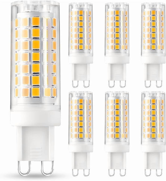 G9 Led Bulbs 5W Replace 40W 50W 60W Halogen Bulbs, 6000K Warm White, AC120V No Flicker Dimmable G9 T4 Led Bulbs for Pendant Ceiling Chandelier Wall Lighting, 6 Pack