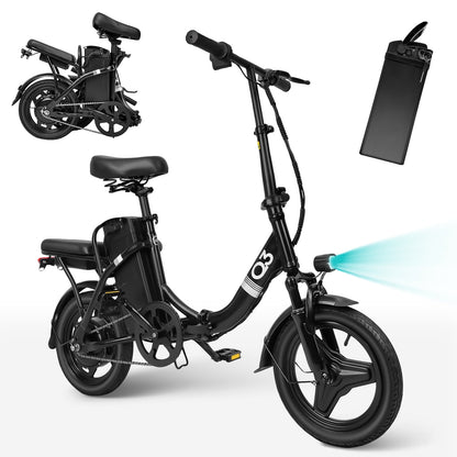 GOKU Folding Electric Bike,14" Electric Bike for Adults,Electric Bicycles with 48V 12Ah Removable Battery,25+ Miles,500W Peak Motor,E-Bike for Commuting,Short Trips,UL2849 Certification (Q3)