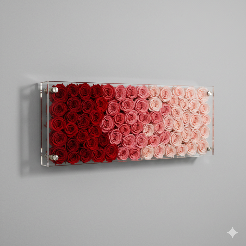 Timeless Florals™ Preserved Rose Wall — Acrylic Logo Edition