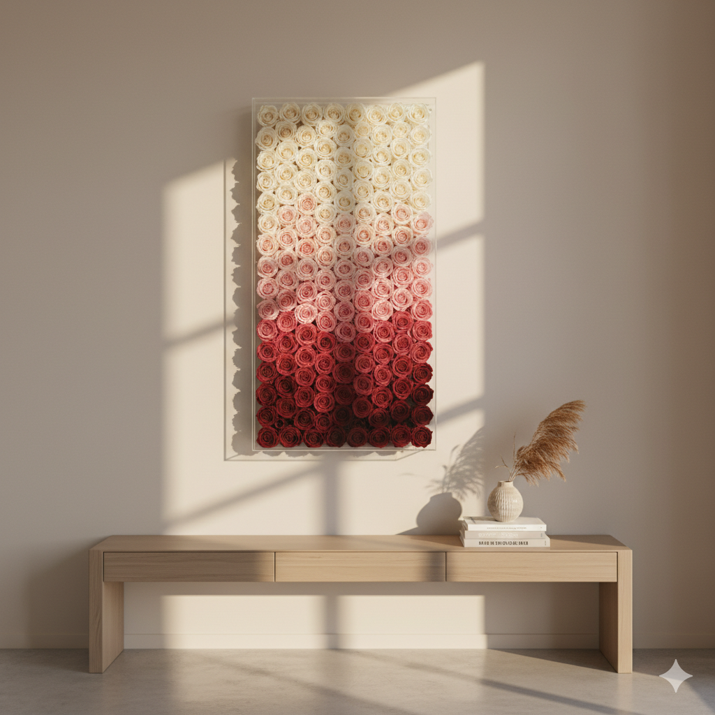 Timeless Florals™ Preserved Rose Wall — Acrylic Logo Edition