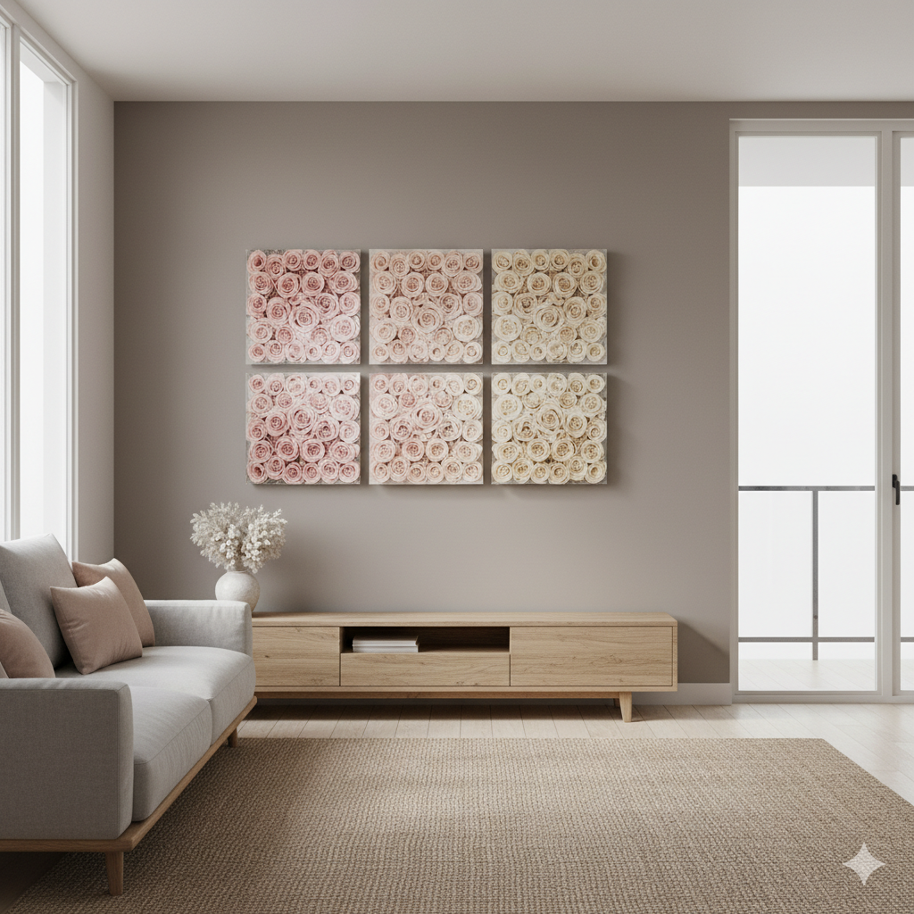 Timeless Florals™ Preserved Rose Wall — Acrylic Logo Edition