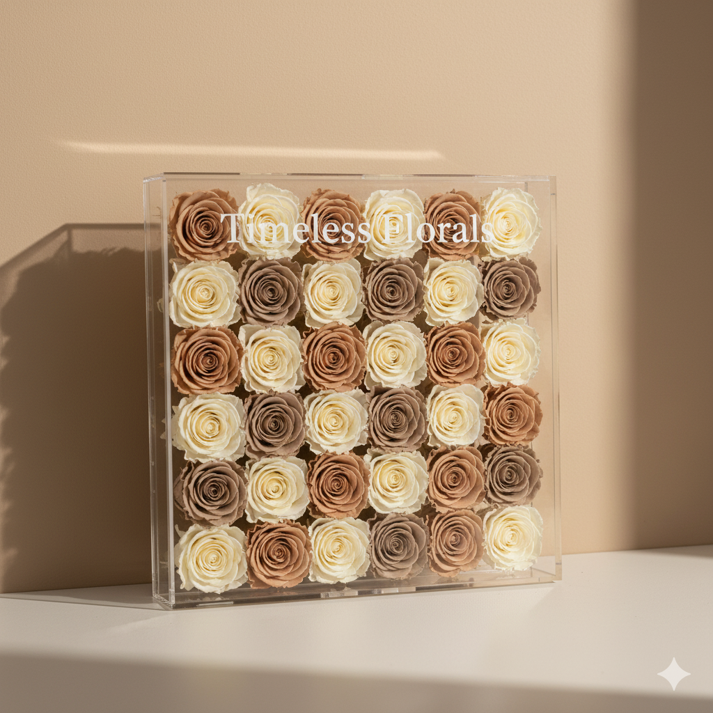 Timeless Florals™ Preserved Rose Wall — Acrylic Logo Edition