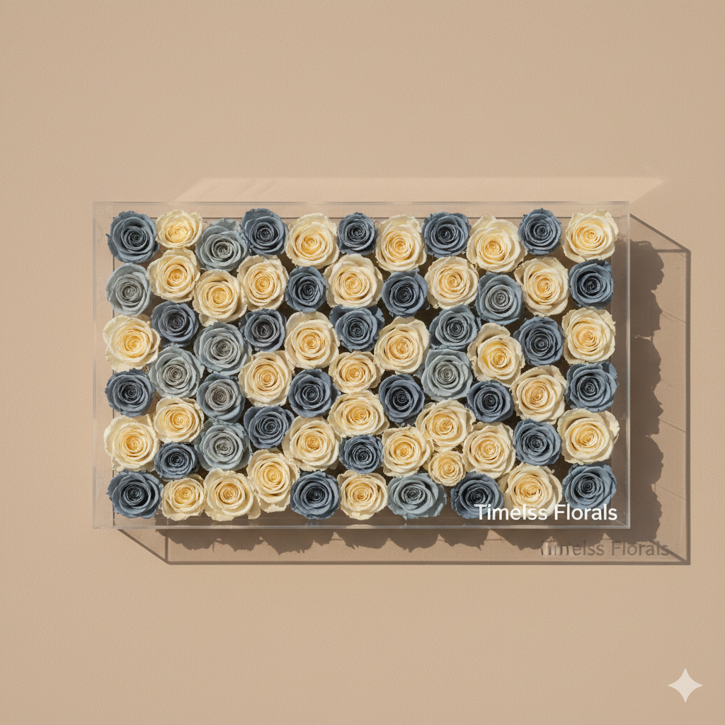 Timeless Florals™ Preserved Rose Wall — Acrylic Logo Edition