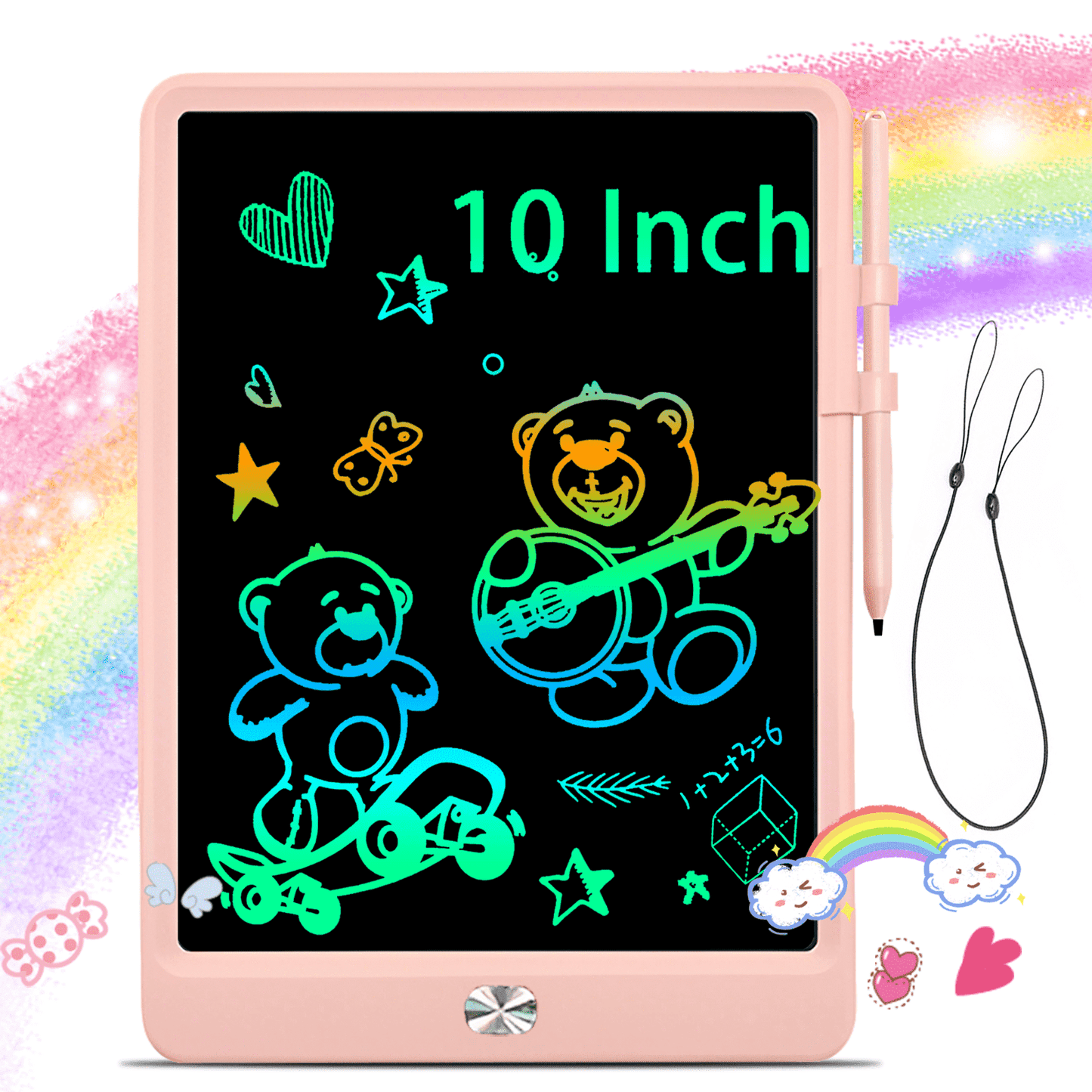 vamout lcd writing tablet, 10 inch colorful electronics drawing pads, erasable reusable toddler doodle board drawing tablet, educational and learning toys gift for over 3 years old kids (pink)