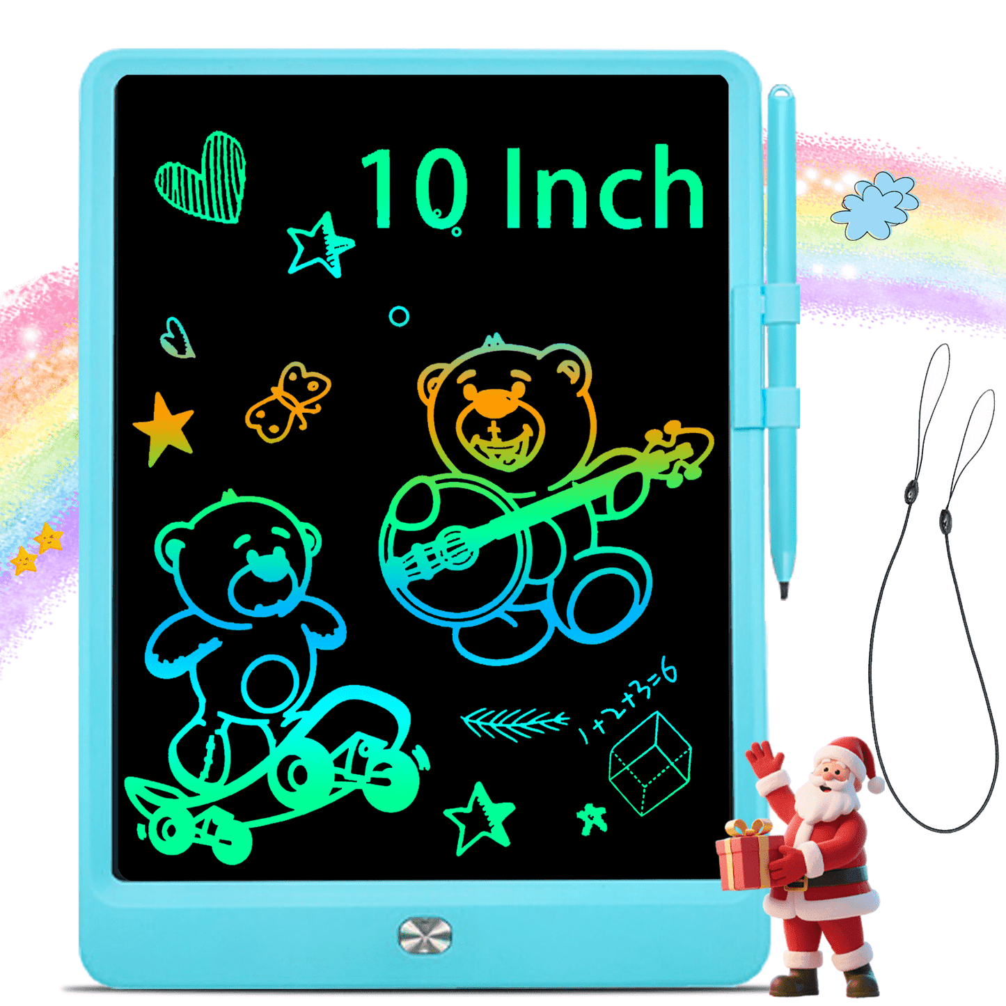 vamout lcd writing tablet, 10 inch colorful electronics drawing pads, erasable reusable toddler doodle board drawing tablet, educational and learning toys gift for over 3 years old kids (blue)