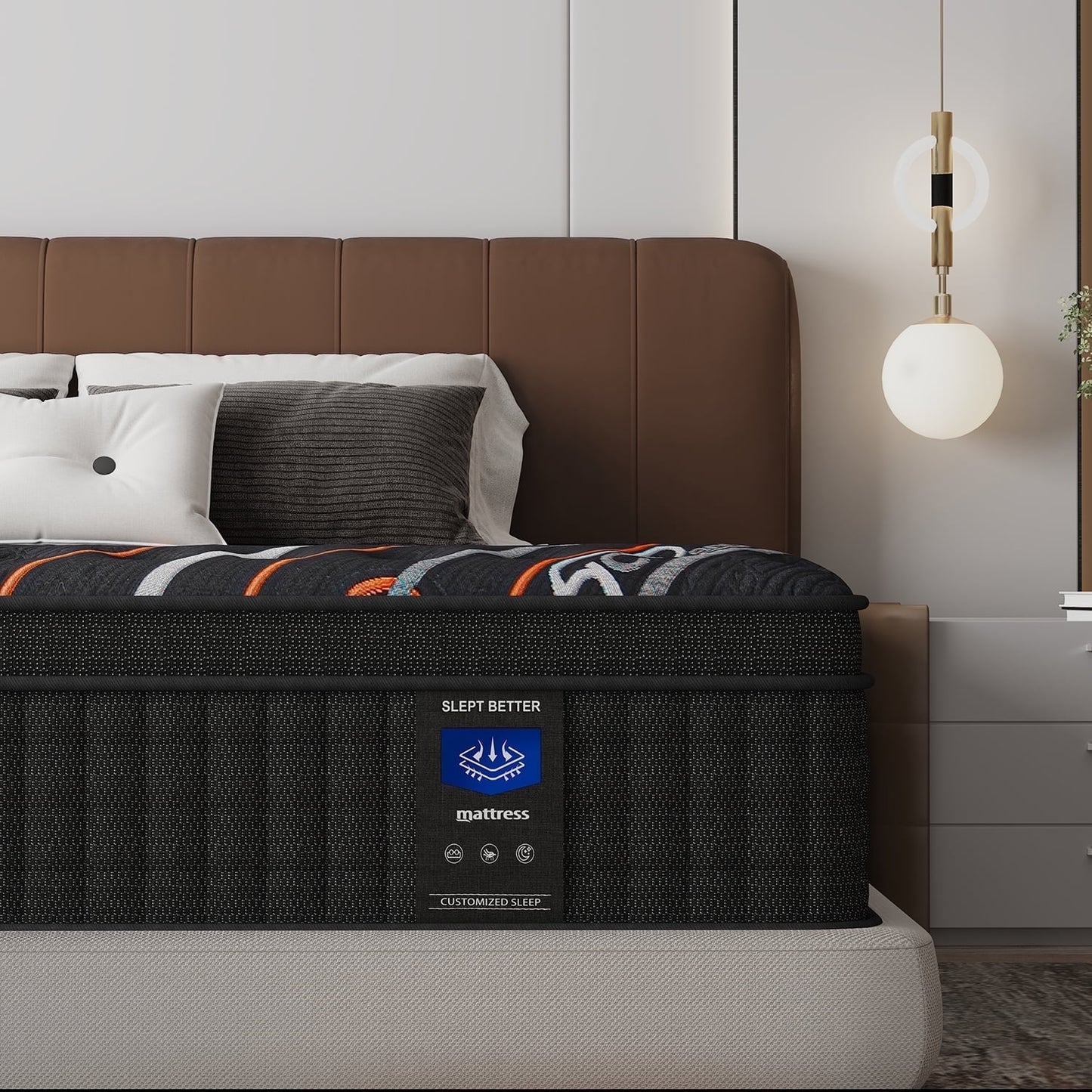 mrh full 12 inch euro top hybrid mattress in a box – memory foam & individually pocket springs medium black