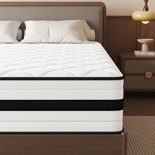 SEEUO King Size Mattress,12 inch Hybrid Mattress in a Box with Memory Foam & Individual Pocket Spring for Edge Support,Pressure Relief,Medium Firm,CertiPUR-US